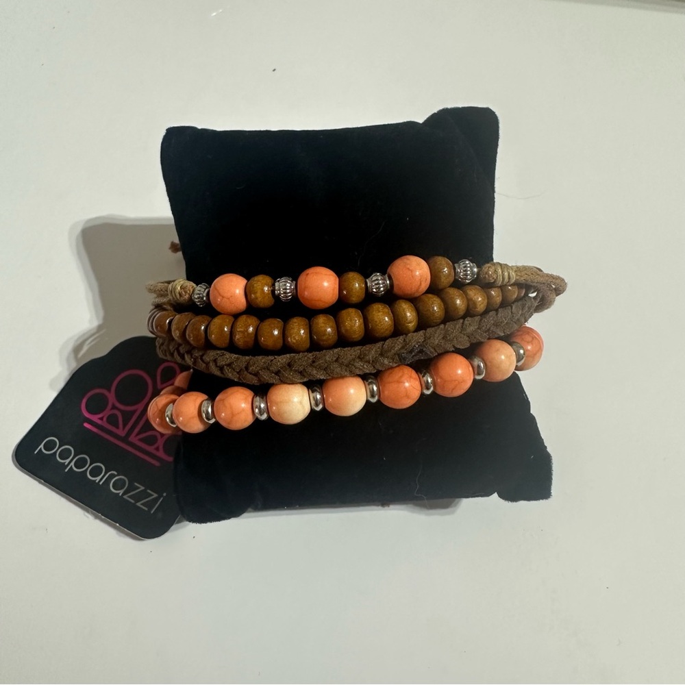 Paparazzi Brown and Orange Beaded Urban Bracelet